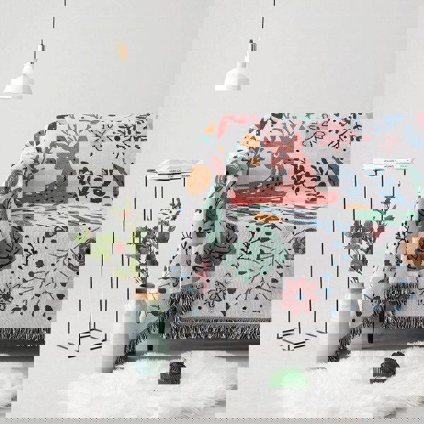 Anyhouz Anycozy Throw Blanket Faux Cashmere Sofa Cover Forest Flower Pattern Tassel Soft Picnic Camping Mat 180*340cm