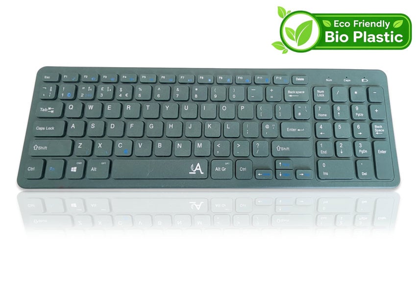 Accuratus Bio 960 Multidevice Wireless Keyboard - Multidevice Bluetooth 5.1 & RF 2.4GHz Wireless Full Size Biodegradable Plant Based Resin Keyboard