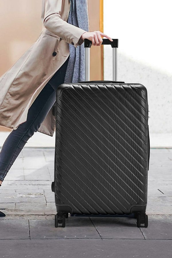 Living and Home Lightweight Hardside Travel Suitcase with Spinner Wheels, 28" Black