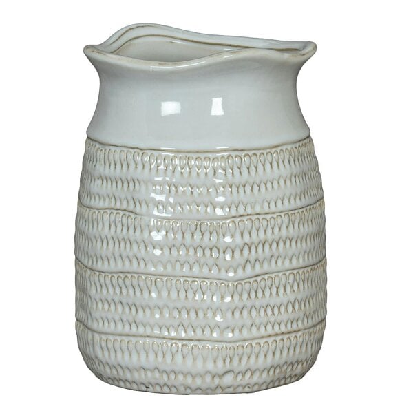 Wyld Haus Saffron Cylinder Hewn Ceramic Vase with Textured Scandi Pattern