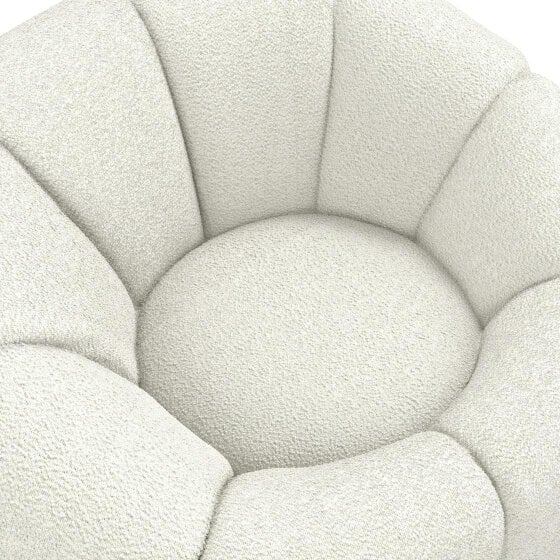 Wyld Haus Juniper Retro Upholstered Ivory Boucle Swivel Armchair