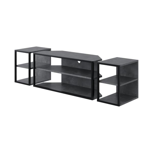 Decortie Modern Echo TV Unit Set for TVs up to 43-Inches w/ 2 Storage Side Table 3 Piece Set Media Centre Living Room