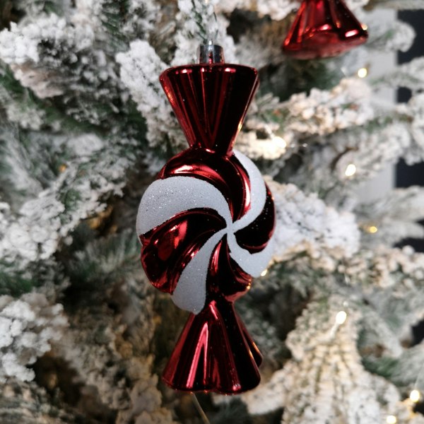 Samuel Alexander Pack of 5 15cm Red & White Candy Stripe Sweet Shatterproof Christmas Decoration