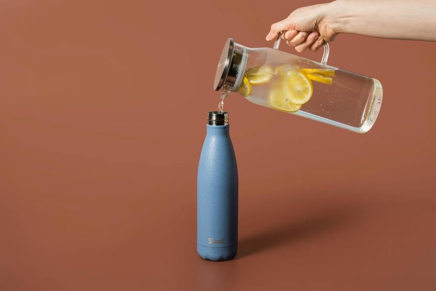 S'well Desert Sky Blue Water Bottle, Stainless Steel, Copper, Insulated, 500ml