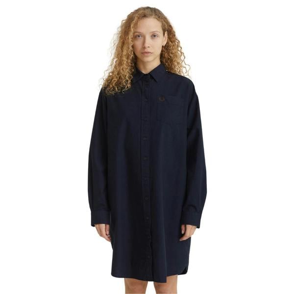 Fred Perry Button Through Shirt Navy Dress 8