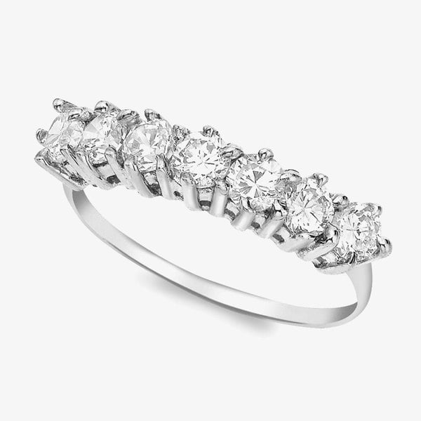 T. H. Baker 9ct White Gold 7-Stone Crystal Half Eternity Ring 5.84.5211