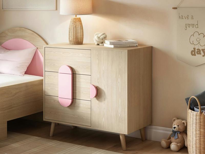 Noah Chest of Drawers Oak & Pink
