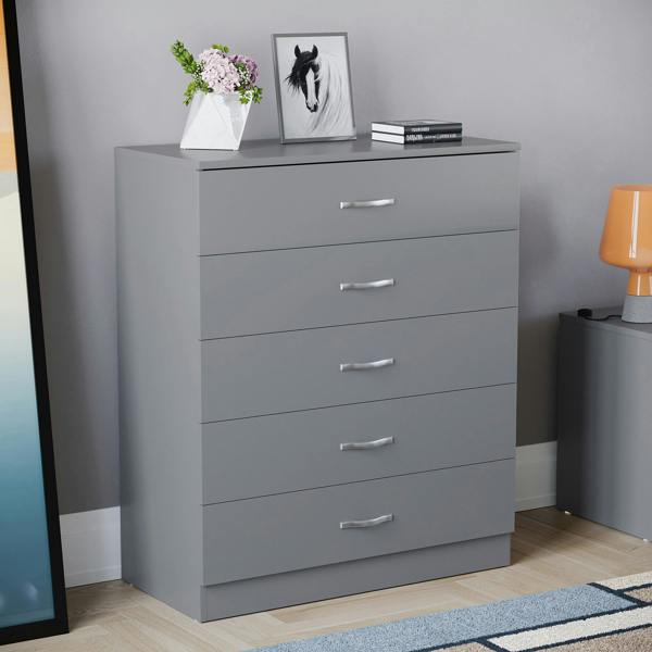Vida Designs Riano 5 Drawer Chest, Black
