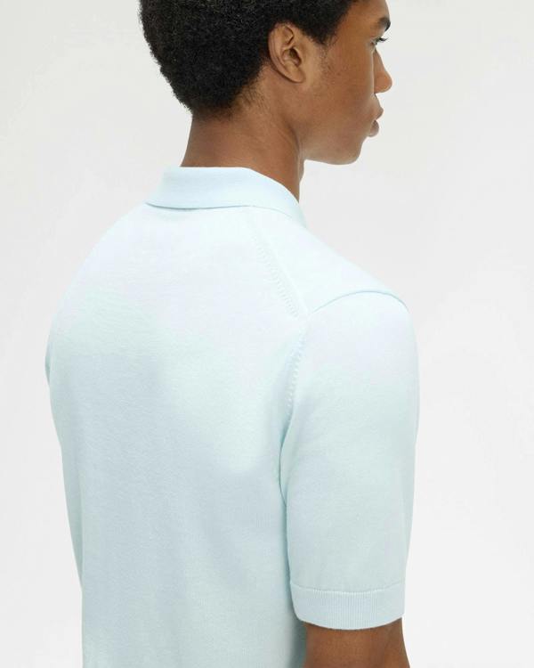 Fred Perry Mens Cotton Knitted Shirt - Light Ice R30 | CHO | Designer Mens Short Sleeve Polo Shirts