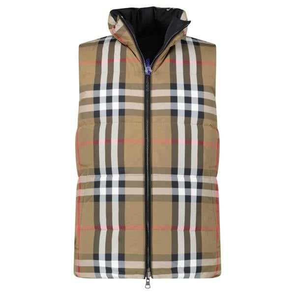 Burberry 'Lowick' Reversible Down Gilet Black & Check - chancefashionco