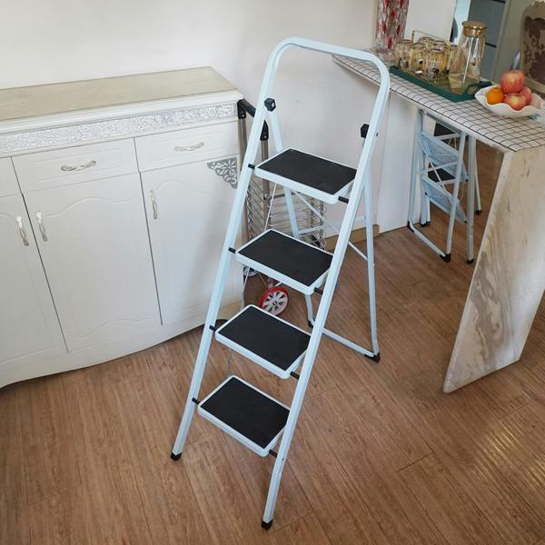 Gr8 Home 4 Step Ladder Folding Stool Non Slip Tread Heavy Duty Steel Foldable Home DIY