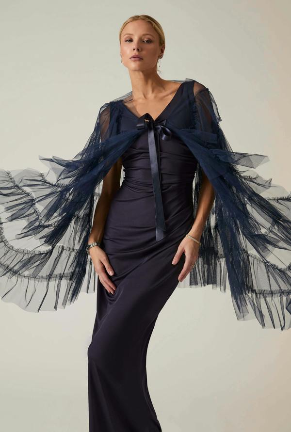 James Lakeland Navy Organza Shawl