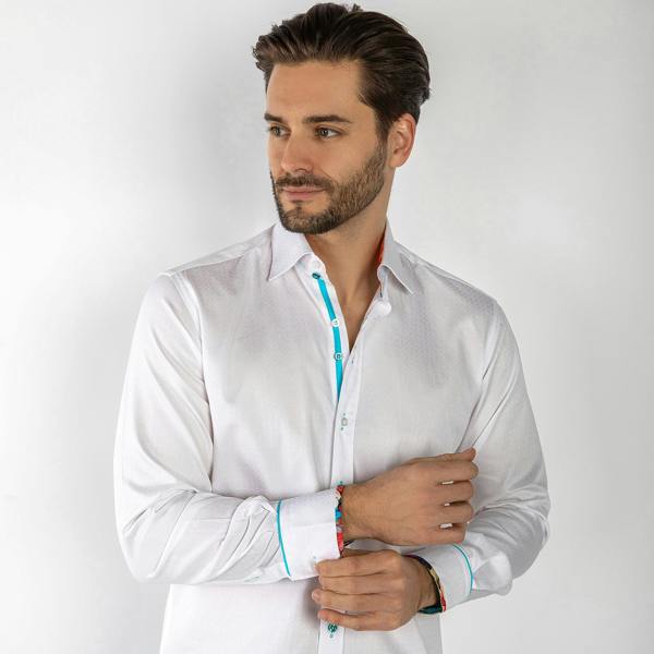 TEXTURED JACQUARD SHIRT W/ VIBRANT FLORAL INSERT - Claudio Lugli Shirts