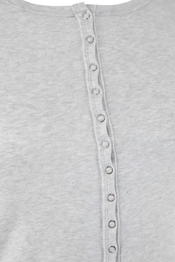 WOVCOR Snap Button Crop Length Basic Knitted Plus Size Blouse