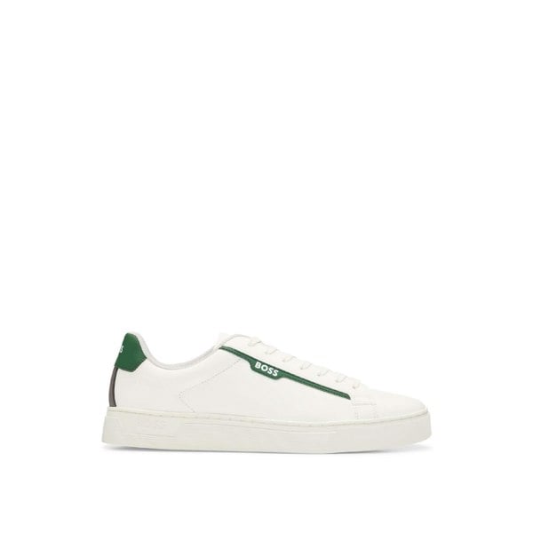 Boss Mens Rhys Suede Tennis Trainers - White