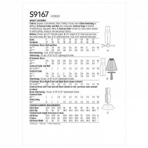 Simplicity Sewing Pattern 9167, Costumes, Dresses for Women, H5 (6-8-10-12-14) - Intermediate