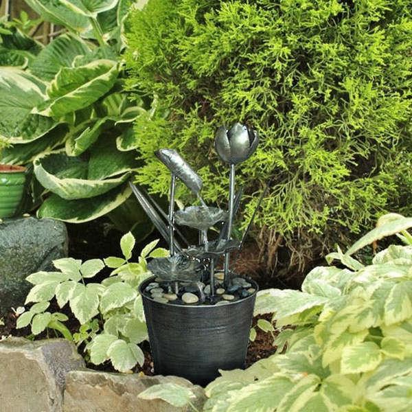 Tranquillity Water Features Zinc Flower Modern Metal Water Feature