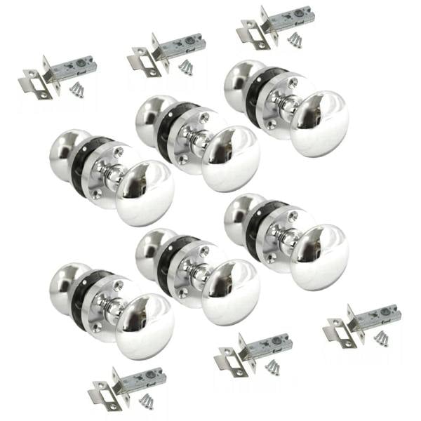 EDH Door Hardware Chrome Door Knob Modern Round Rose Door Knob Silver Door Handle+Tubular Latch 6