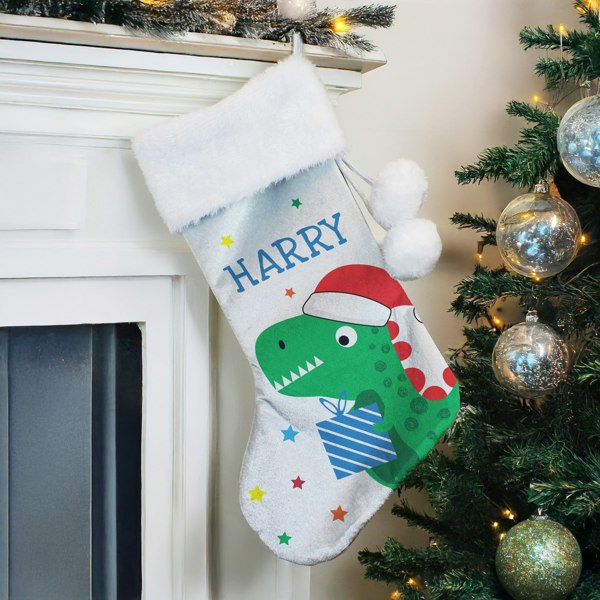 Personalised Memento Company Personalised Dinosaur Christmas Stocking