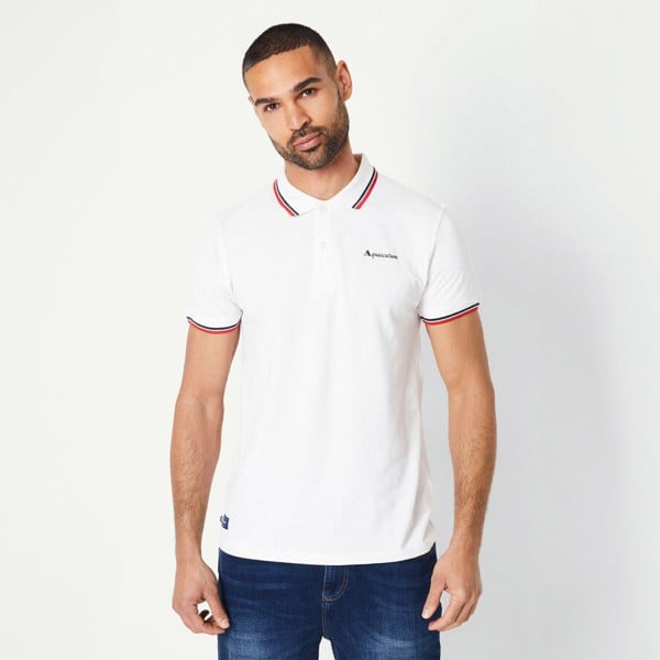 Aquascutum Twin Tipped Collar Brand Logo White Polo Shirt - White