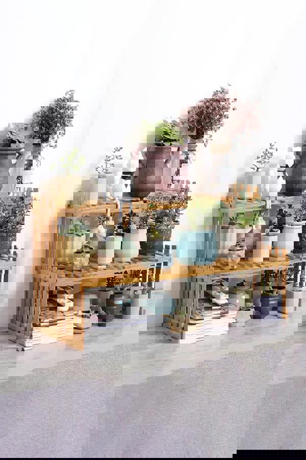 Living and Home 2 Tier Decorative Tabletop Wood Plant Stand Display Shelf