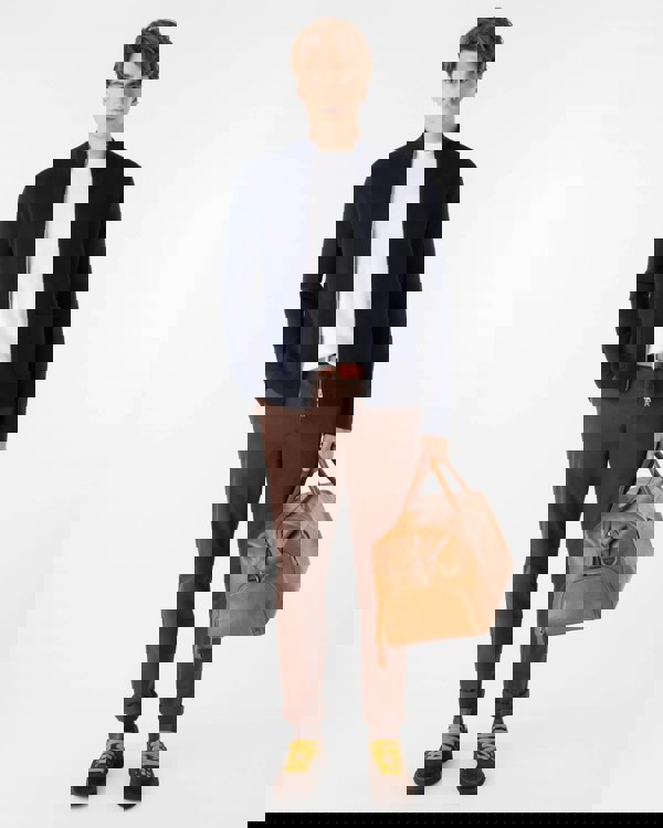 Oliver Sweeney Garstang Mens Merino Wool Blend Zip Through Jumper - Navy