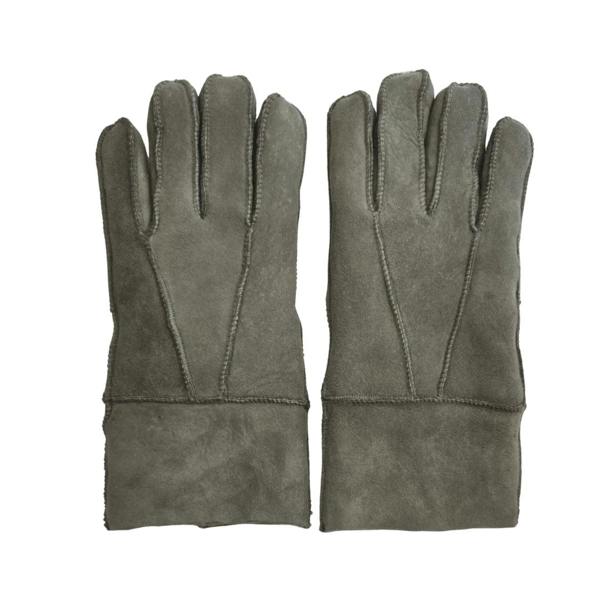 Unisex Suede Leather Shearling Wool Lined Thermal Gloves - Grey - Infinity Leather - 6