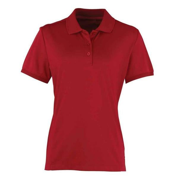 Premier Womens/Ladies Coolchecker Pique Polo Shirt - Burgundy
