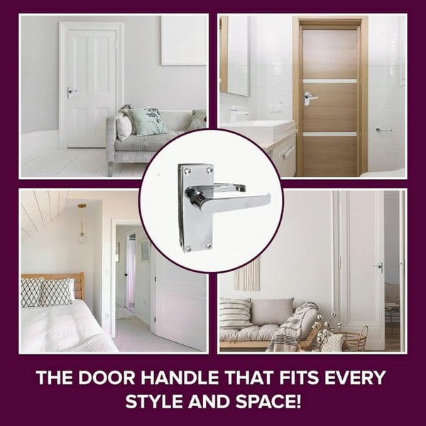 EDH Door Hardware Victorian Straight Chrome Door Handles – Interior Lever Handles on Backplate
