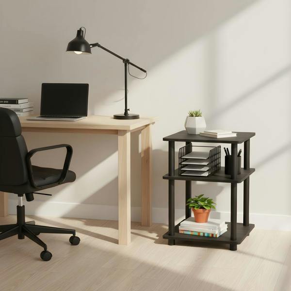 WALPLUS Compact Turn-N-Tube Easy Assembly Multipurpose Shelf, Blackwood for Small Spaces