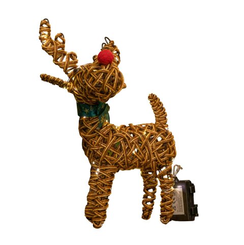 Samuel Alexander 37cm Battery Operated Light up Brown Christmas Reindeer with Red Nose & 40 Warm White LEDs