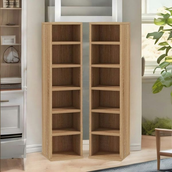Rafaelo Mobilia 6 Tier Shelves Storage Unit Set Natural Brown