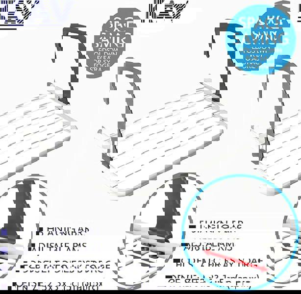 KAV Foldable Indoor Cloth Airer Drying Radiator Bath Rack 5 Bars with Waterproof Adjustable Arms Space-Saving Drying Rack, Indoor Outdoor Towel Holder