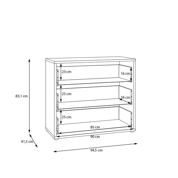 Alice Springs 3 Drawer Chest with Push-to-Open Drawers in Light Grey