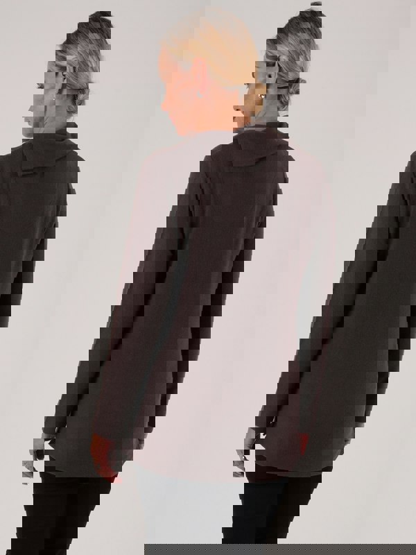 PennyPlain Button Split Cowl Neck Top - Dark Latte