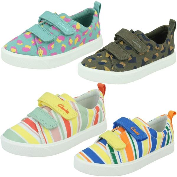 Clarks Childrens Clarks Hook & Loop Fastening Canvas Shoes City Bright
