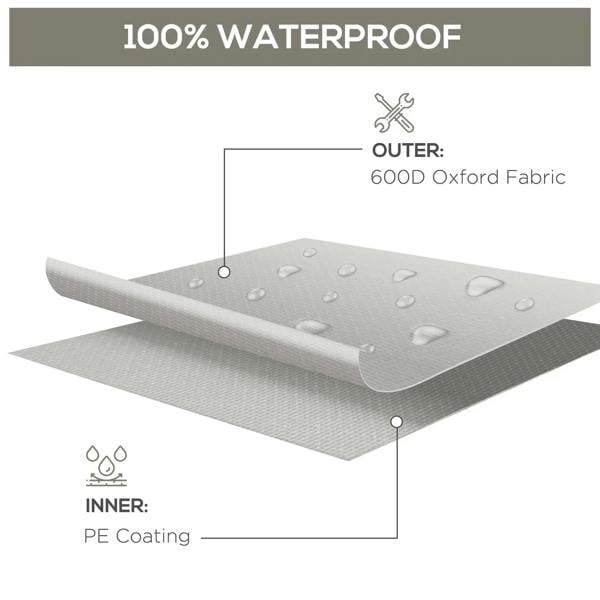 Waterproof Oxford fabric patio cover with water droplets, grey