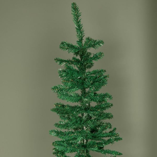 Samuel Alexander 8ft (2.4m) Green Artificial Pencil Christmas Tree With Green Metal Stand and 460 Tips