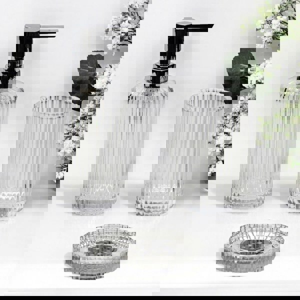 Showerdrape Regent Ribbed Glass Chrome 3 Piece Bathroom Accessory Set