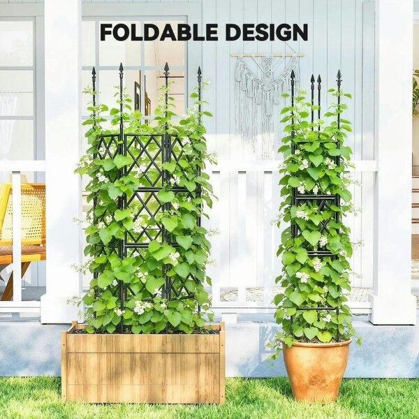 Foldable Garden Trellis, Lattice Climbing Support Trellis for Garden, DIY Assembly, 85 x 197 cm, Black