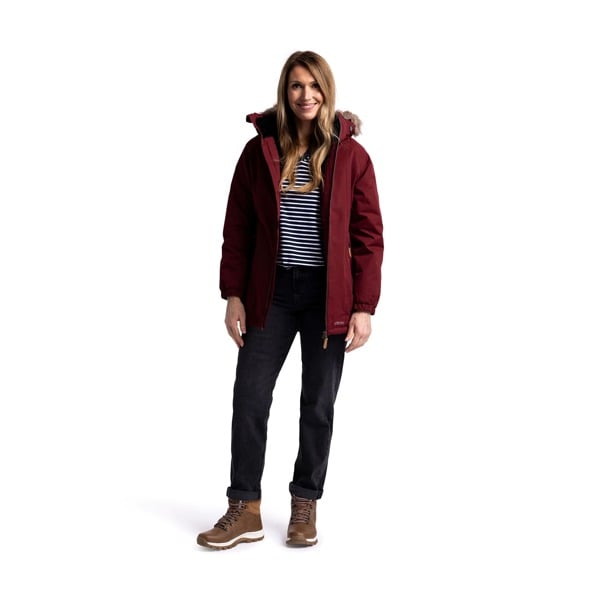 Trespass Women's Celebrity Insulated Longer Length Fleeced Lined Parka Jacket - Dark Cherry