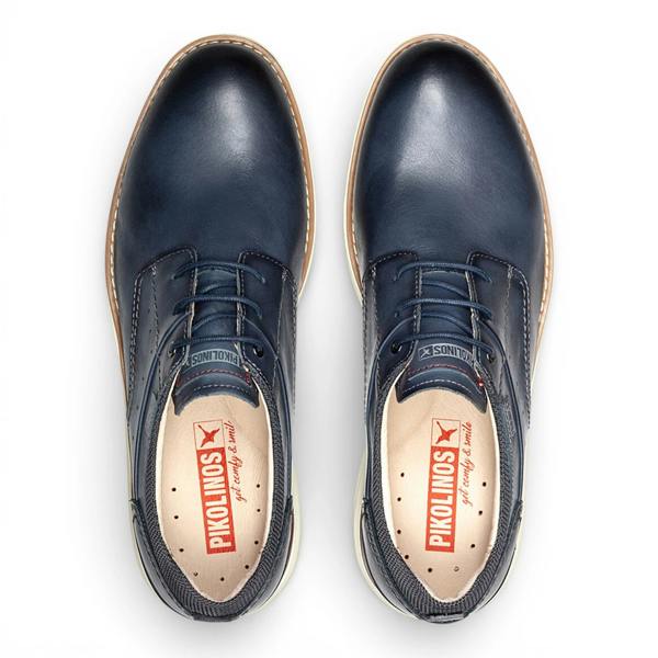Pikolinos Manacor - Men's Blue Leather Lace-Up Sneakers