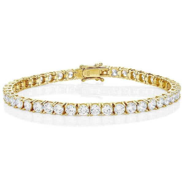 Gold Plated Sterling Silver Tennis Bracelet for Women with 4mm Cubic Zirconia - namana.london
