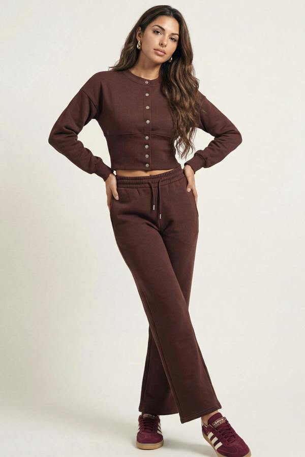 Urban Bliss Corset Top And Wide Leg Set Chocolate