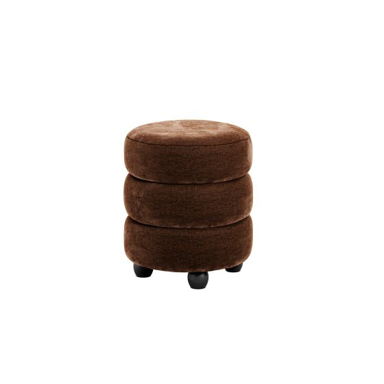 Wyld Haus Antipodes Maroon Chenille Round 3 Tier Pouffe