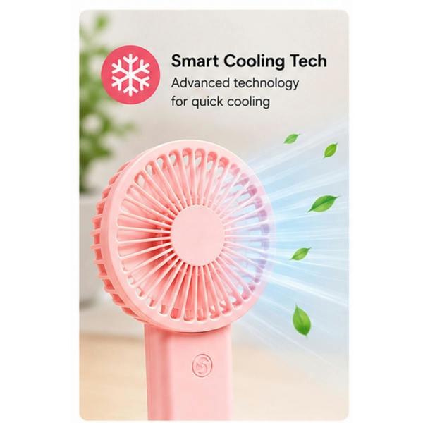 Dyzi Mini Rechargeable Handheld Fan 3 Speed USB Pink
