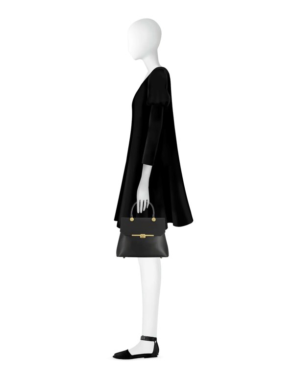 Le Parmentier Atlanta Top Handle Satchel - Black