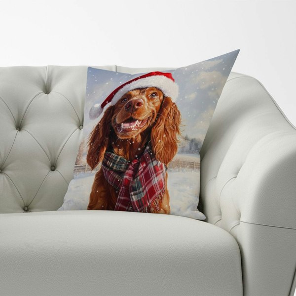 Warren Reed Christmas Irish Setter Cushion