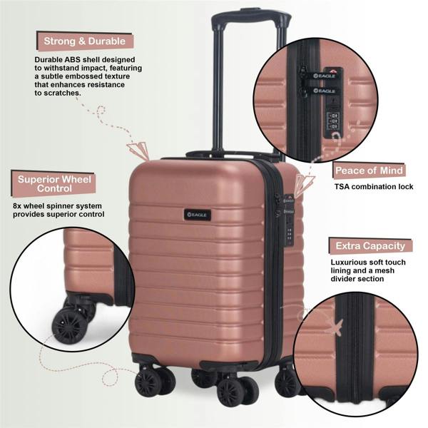 Eagle Luggage ABS Hardshell Underseat Cabin Suitcase 45 x 25 x 20 cm Luggage Suitable for Rynair