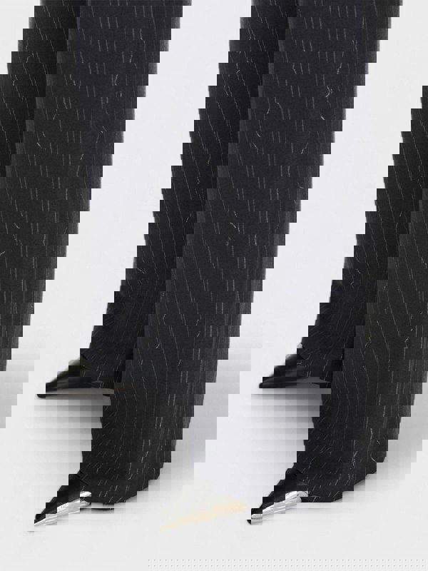 Off - White Pinstripe Wide Fit Suit Trousers Dark Drey - Supplied FashionOff White